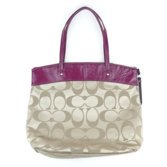 Coach Laura Signature Khaki Berry Tote F18335 - Picture 6 of 16